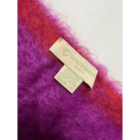 Lovat & Green Fringe Wool Blend Scarf in Purple - Picture 5 of 5